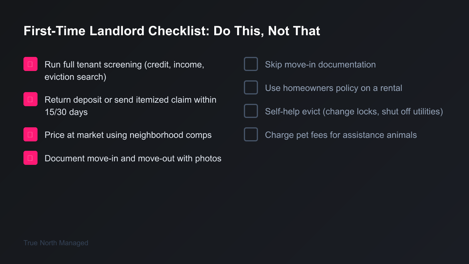 First-time landlord checklist: do this, not that