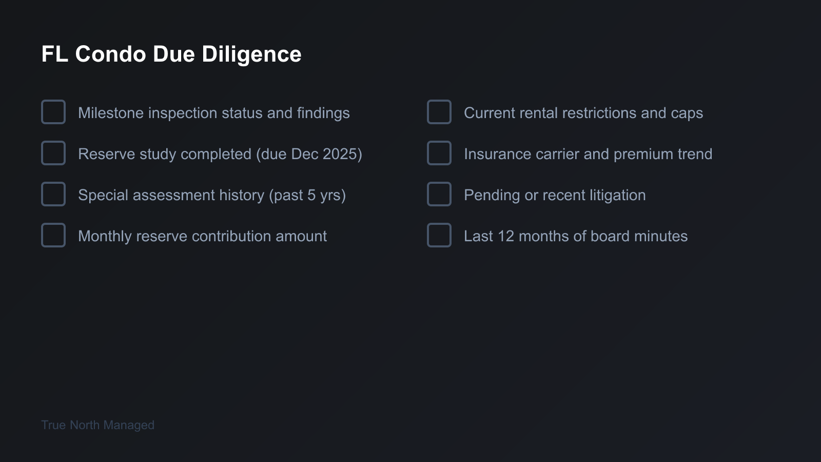 Florida condo due diligence checklist for investors