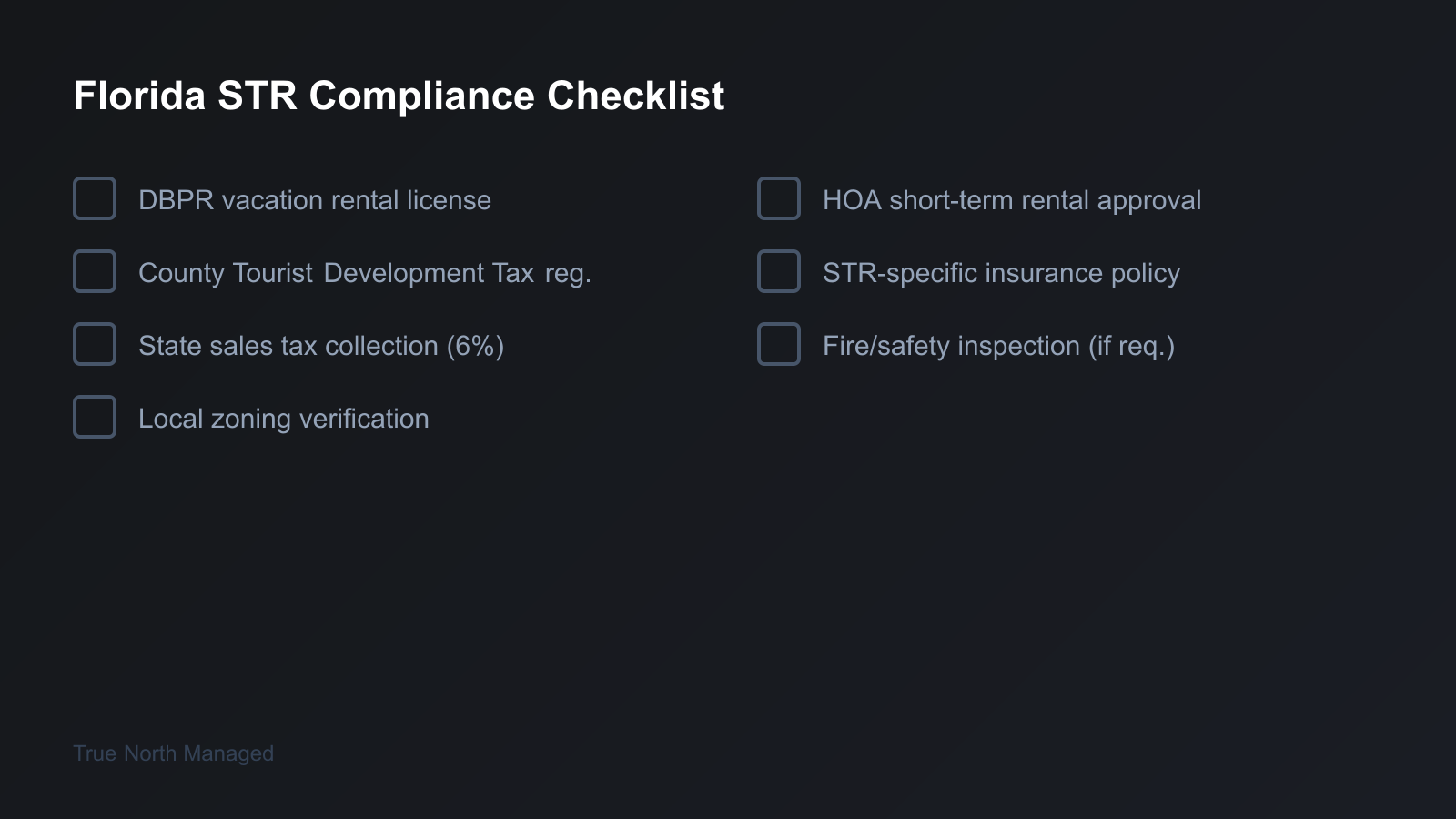 Checklist of Florida short-term rental compliance requirements