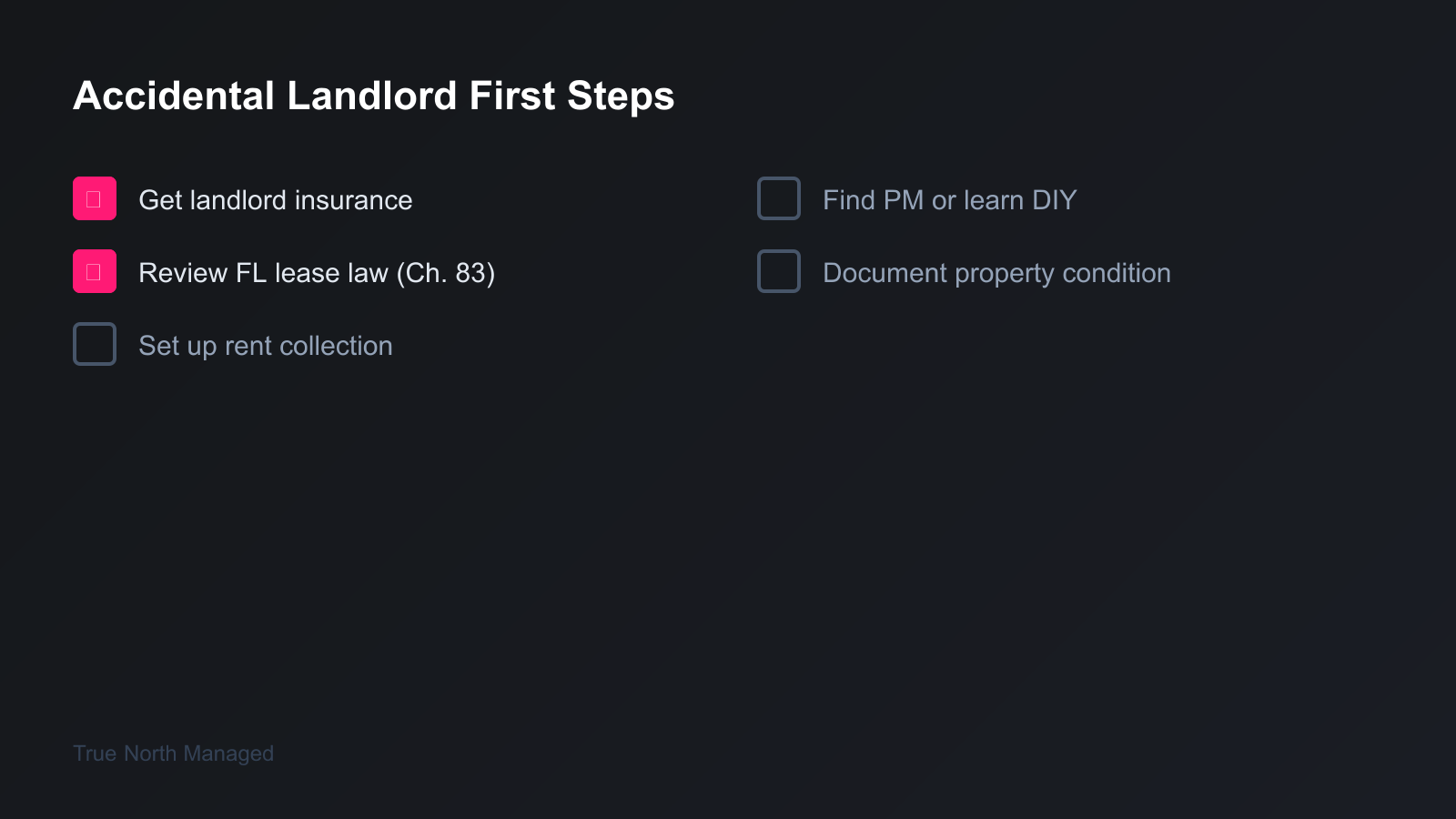 Accidental landlord first steps checklist