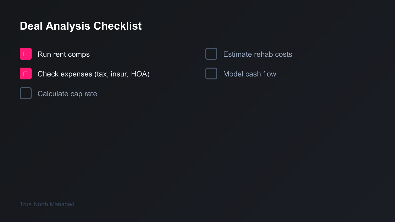 Rental deal analysis checklist