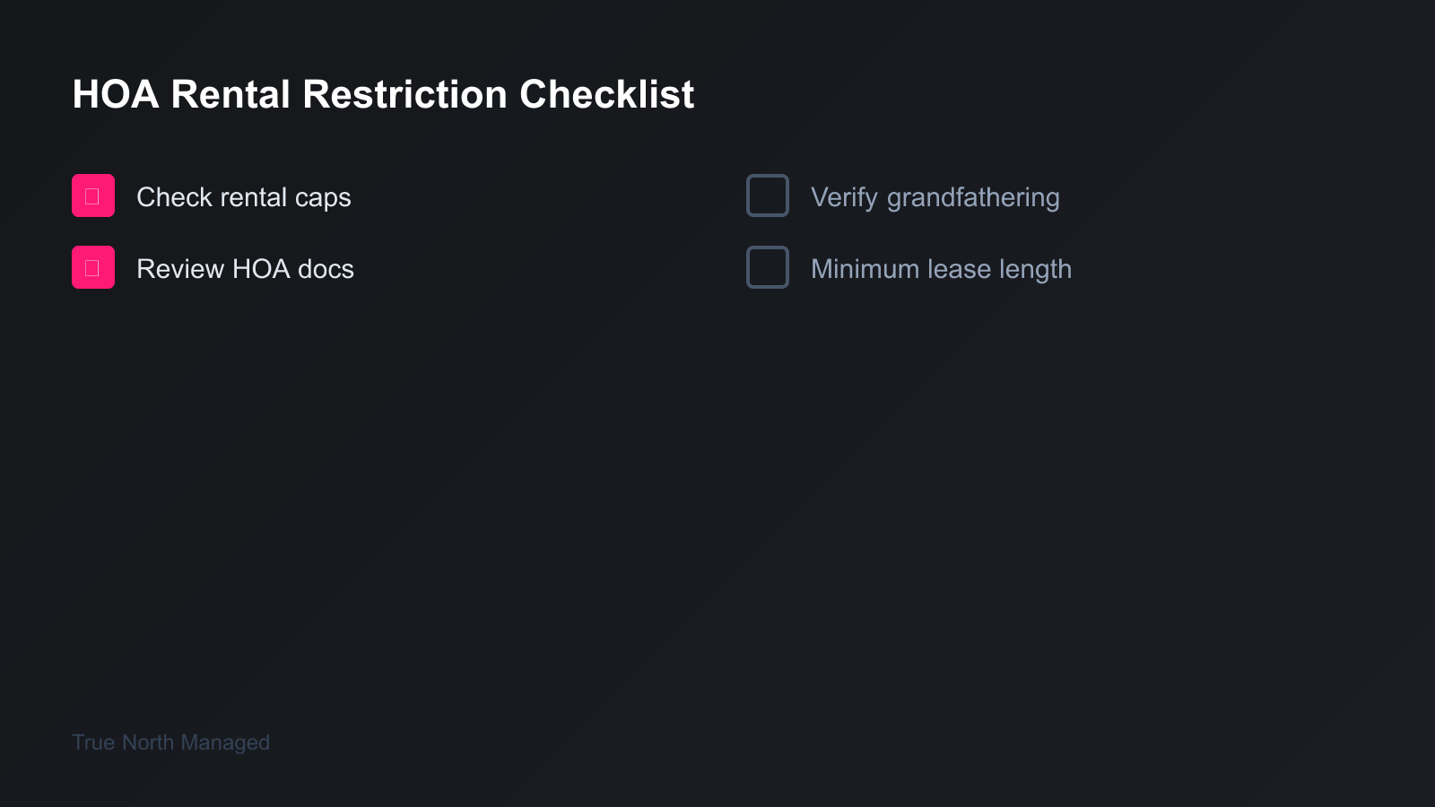 HOA rental restriction checklist