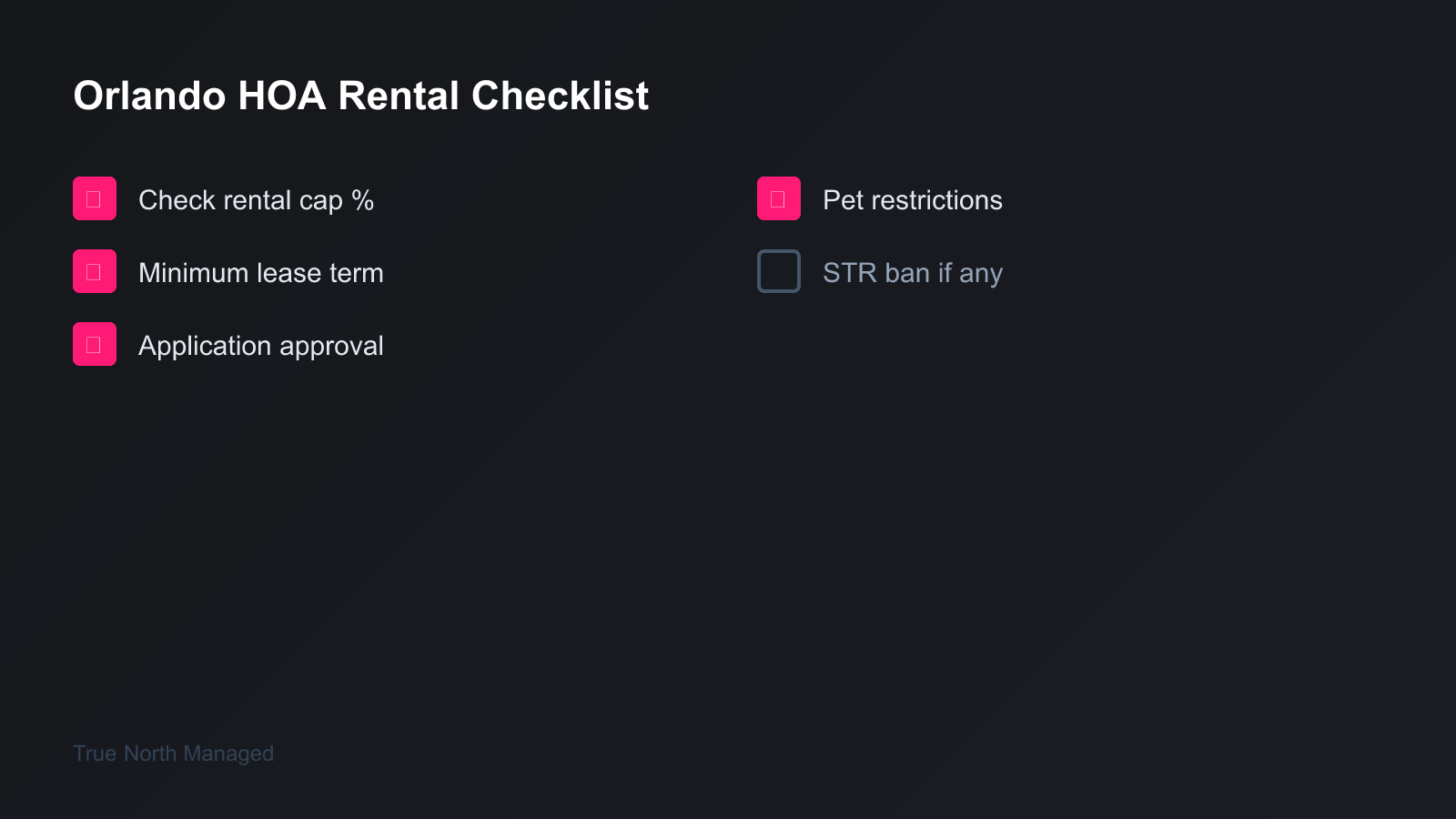 Orlando HOA rental checklist