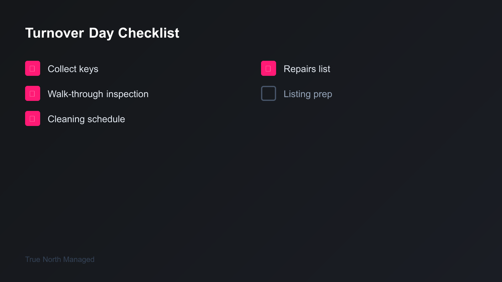Property turnover day checklist