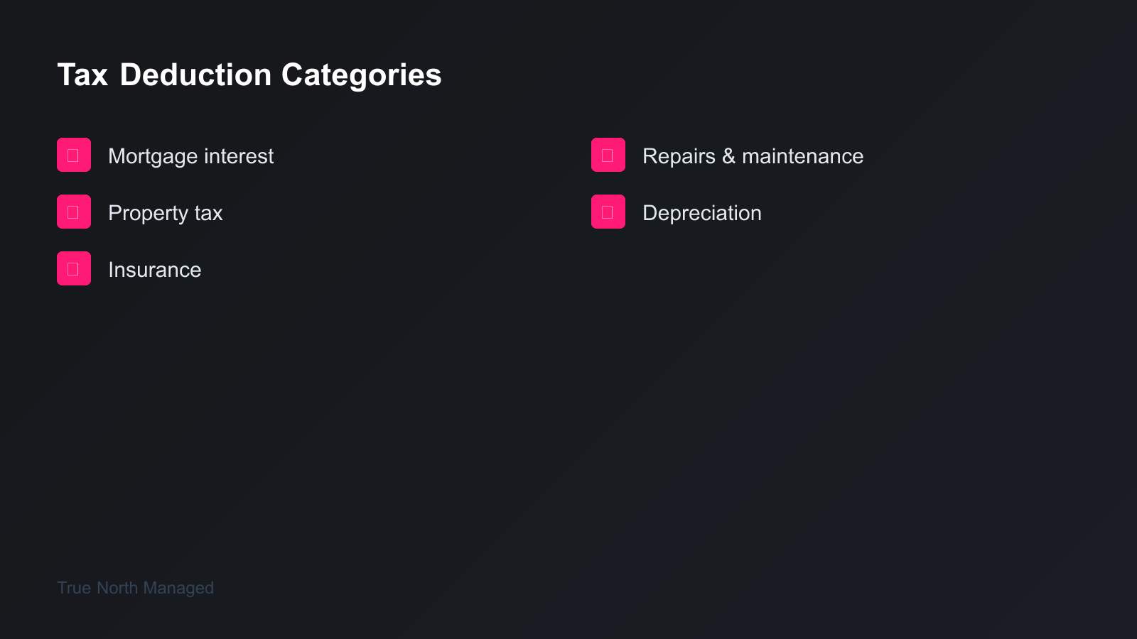 Rental tax deduction categories