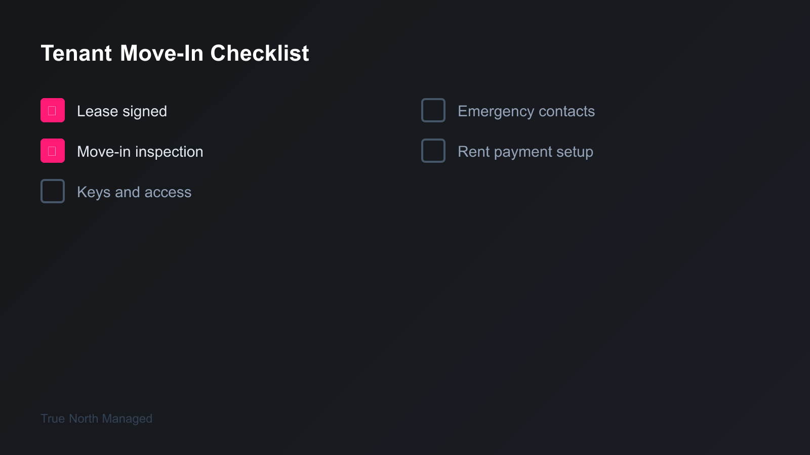 Tenant move-in checklist