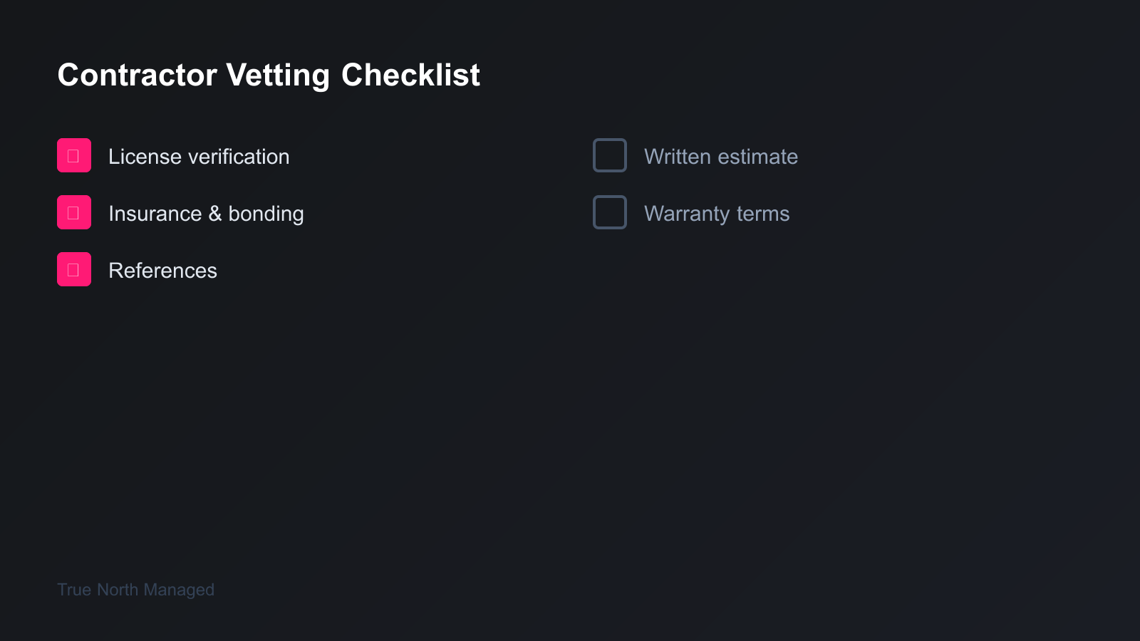 Contractor vetting checklist