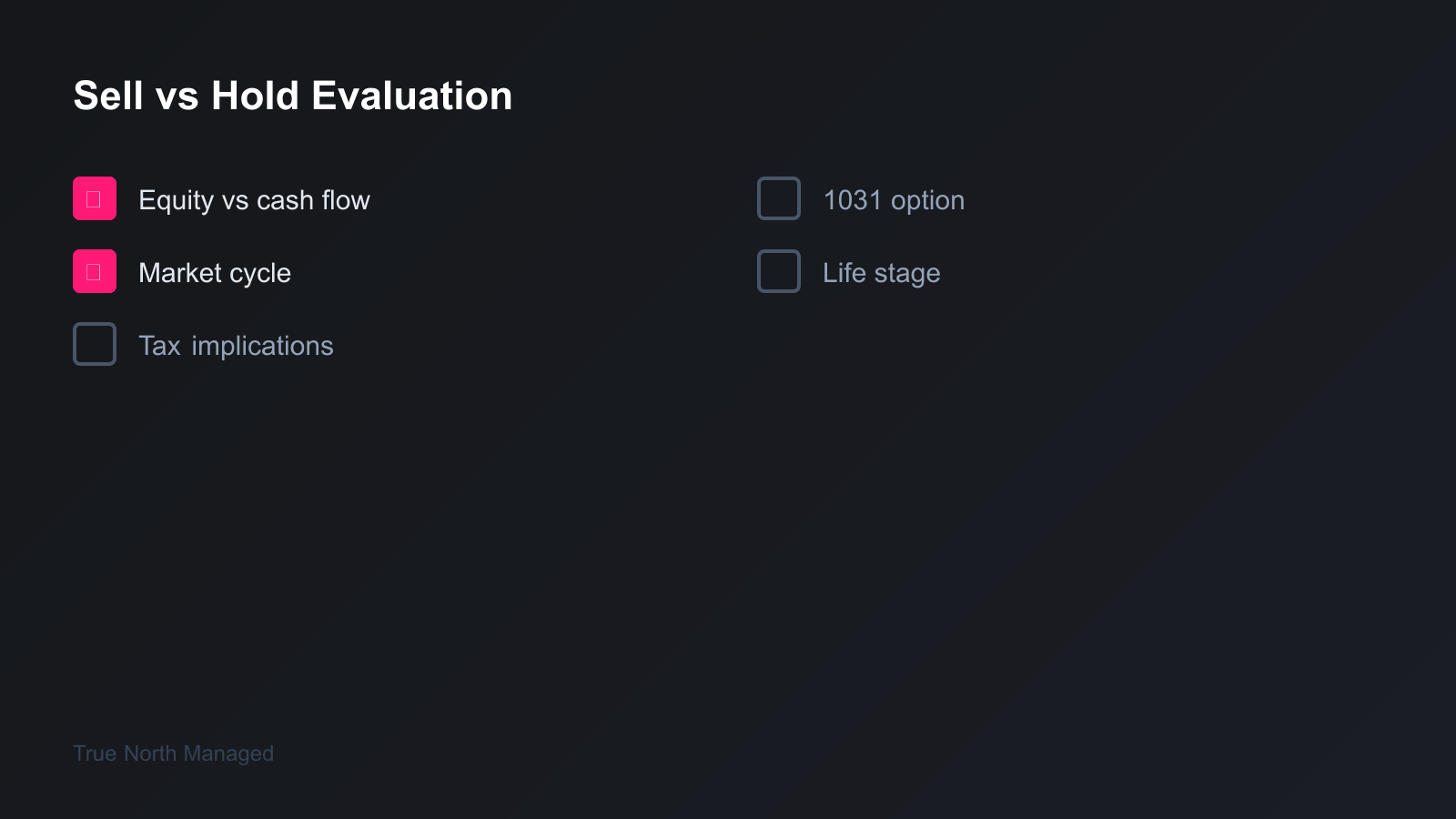 Sell vs hold evaluation checklist