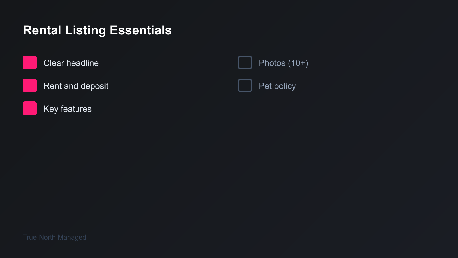 Rental listing essentials checklist