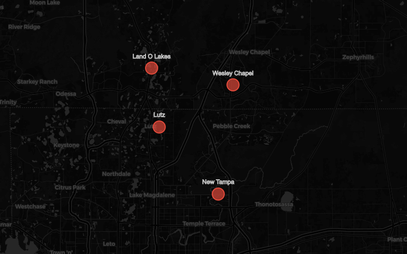 North Tampa / Pasco area map