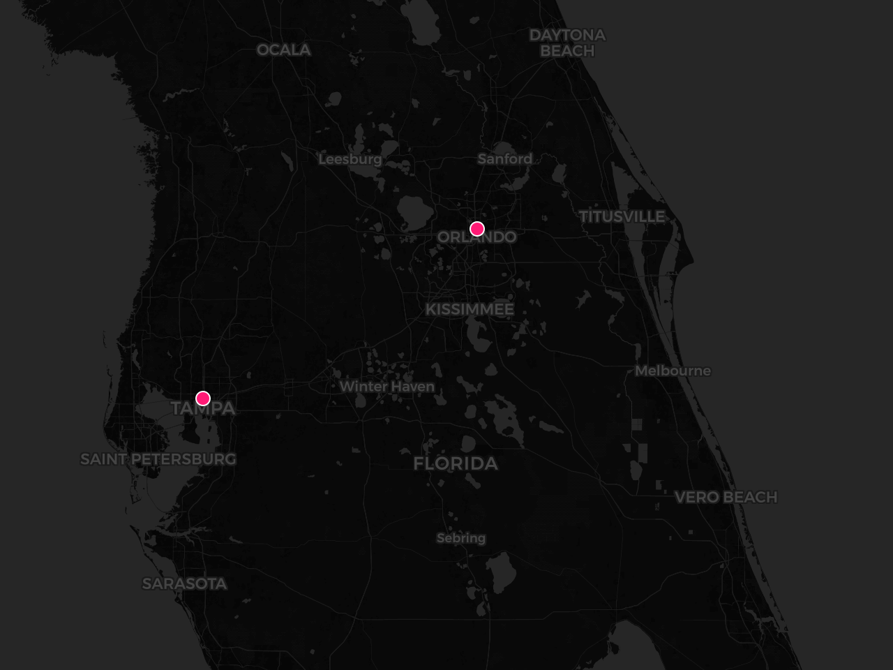 Central Florida coverage area — Orlando and Tampa